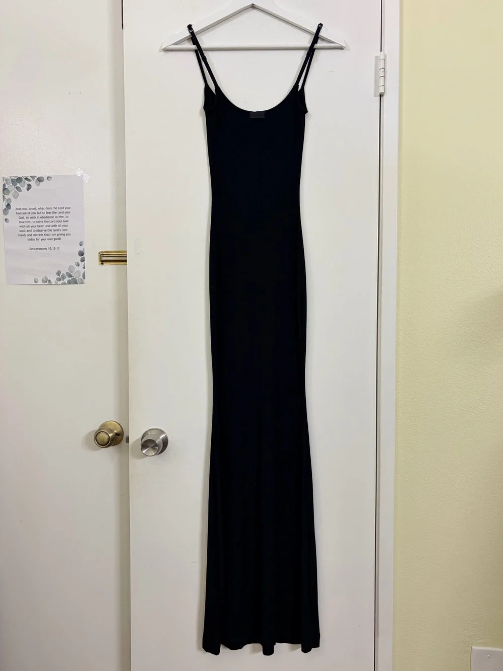 SKIMS Soft Lounge Long Slip Dress Onyx Black Ribbed Bodycon Maxi Dress S